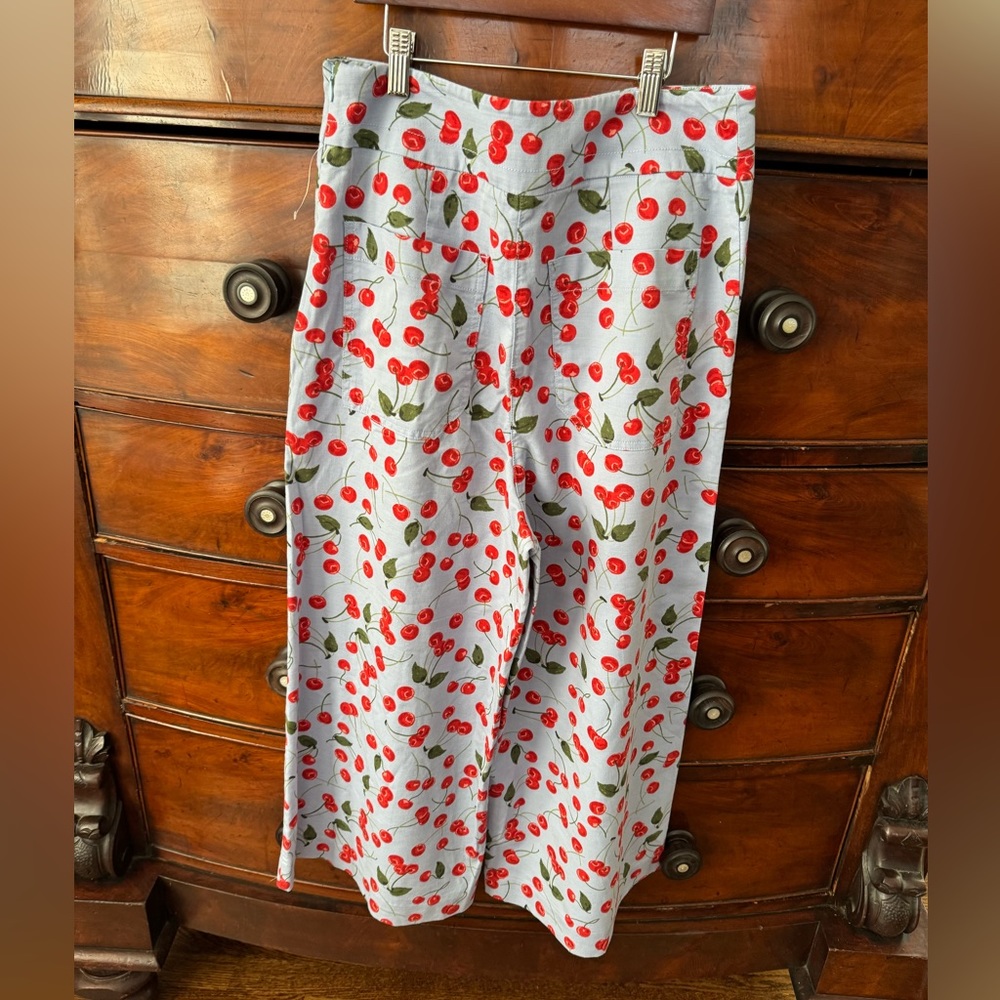Anthropologie Maeve Wide Leg Cherry Print Pants - Size 8 - Picture 3 of 8